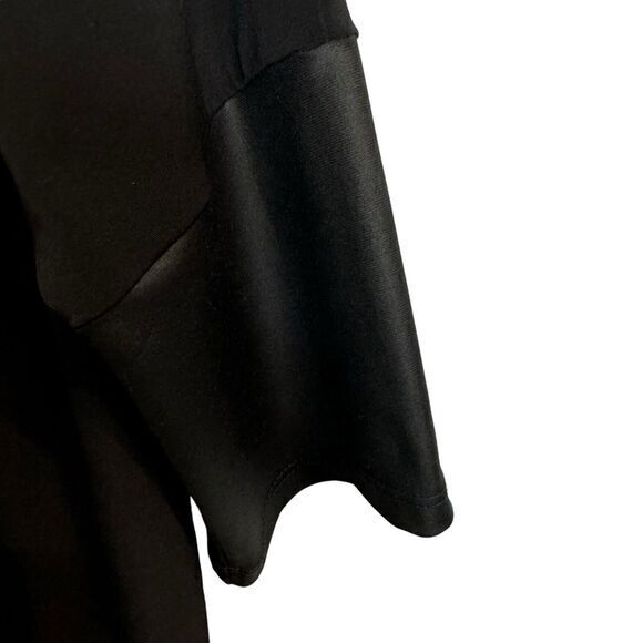 CLARA SUN WOO Size L Black 3/4 Dolman Sleeve Top Faux Leather Trim Minimalist - Picture 4 of 8